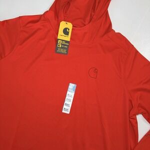 Carhartt Force Sun Defender Hoodie Womens XL UPF 50 OrangeLong Sleeve Hooded NWT